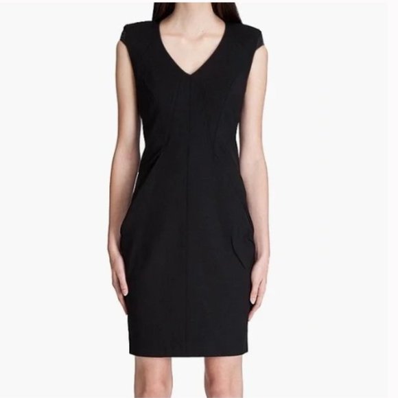 EUC Helmut Lang Wool Blend Cap Sleeve Alloy Sheath Dress - Picture 1 of 15